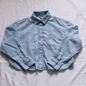 Old Navy Light Blue & White Vertical Stripe Button-Down Shirt